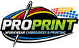 ProPrint Workwear Embroidery & Printing logo with colorful design elements on a white background