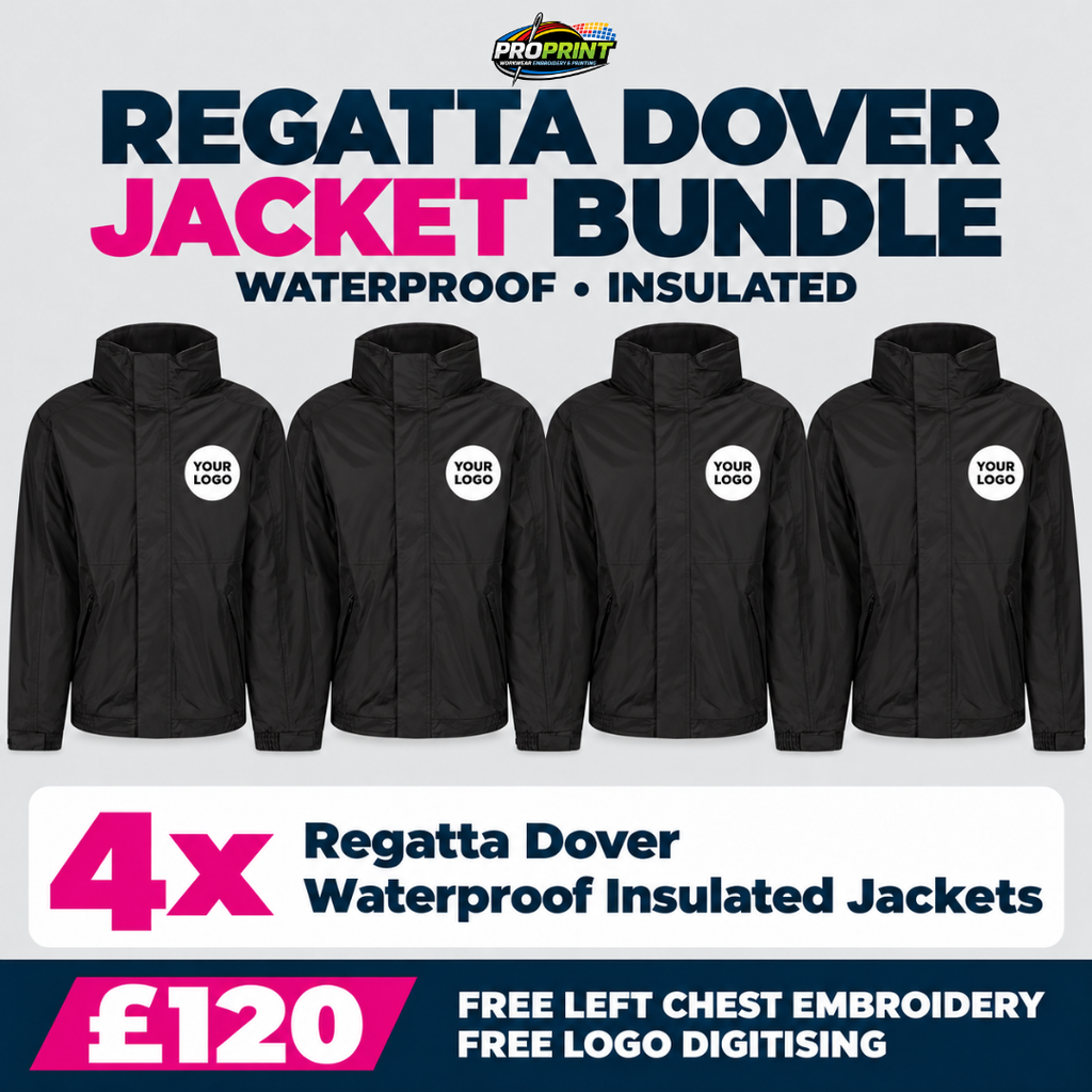 4 × Regatta Dover Fleece-Lined Jackets – Embroidered Workwear Bundle