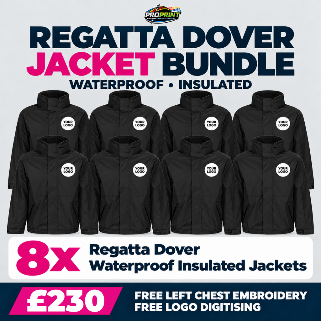 8 × Regatta Dover Fleece-Lined Jackets – Embroidered Workwear Bundle