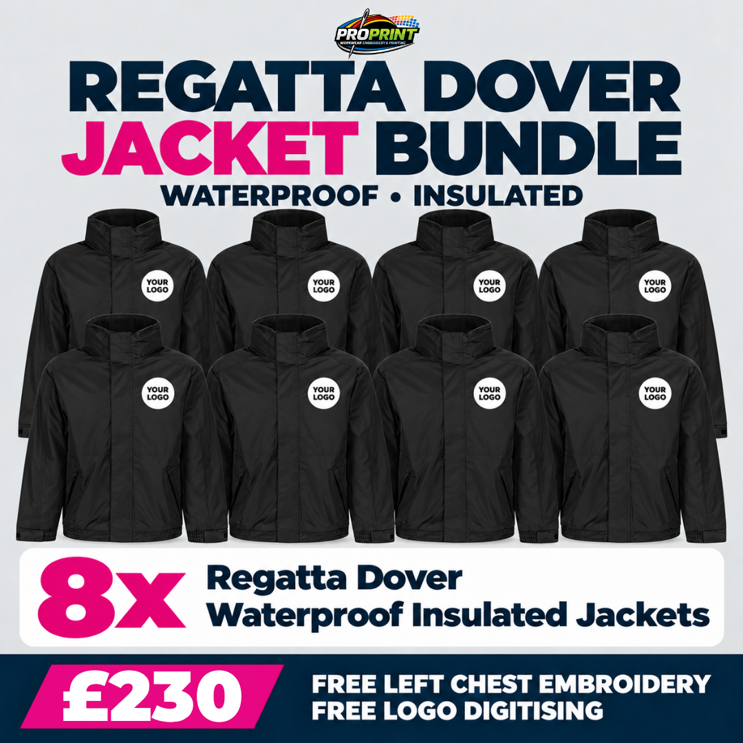 8 × Regatta Dover Fleece-Lined Jackets – Embroidered Workwear Bundle