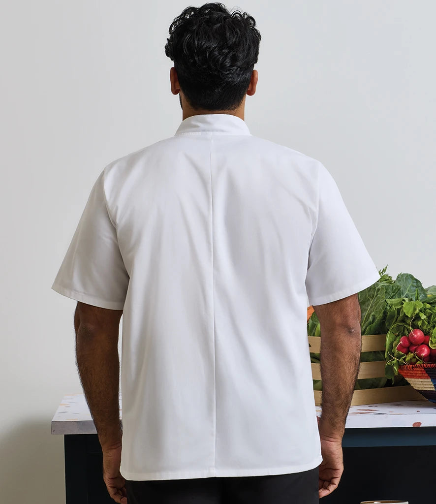 Premier Unisex Short Sleeve Stud Front Chef's Jacket