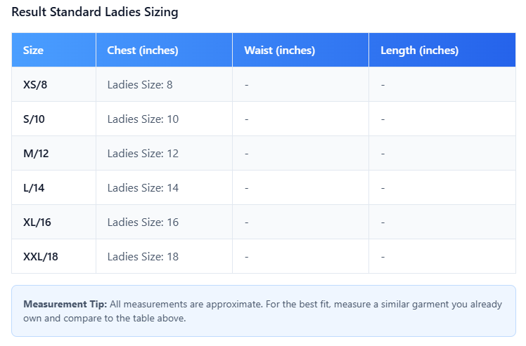 Result Core Ladies Printable Soft Shell Bodywarmer - RS232F size guide